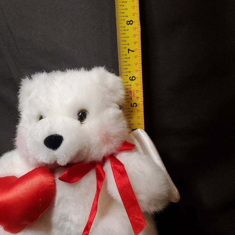 1997 Avon Valentines Bear Plush Stuffed Animal White Teddy Bear Angel Wings 7